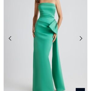 Teri Jon Mikado strapless side bow gown